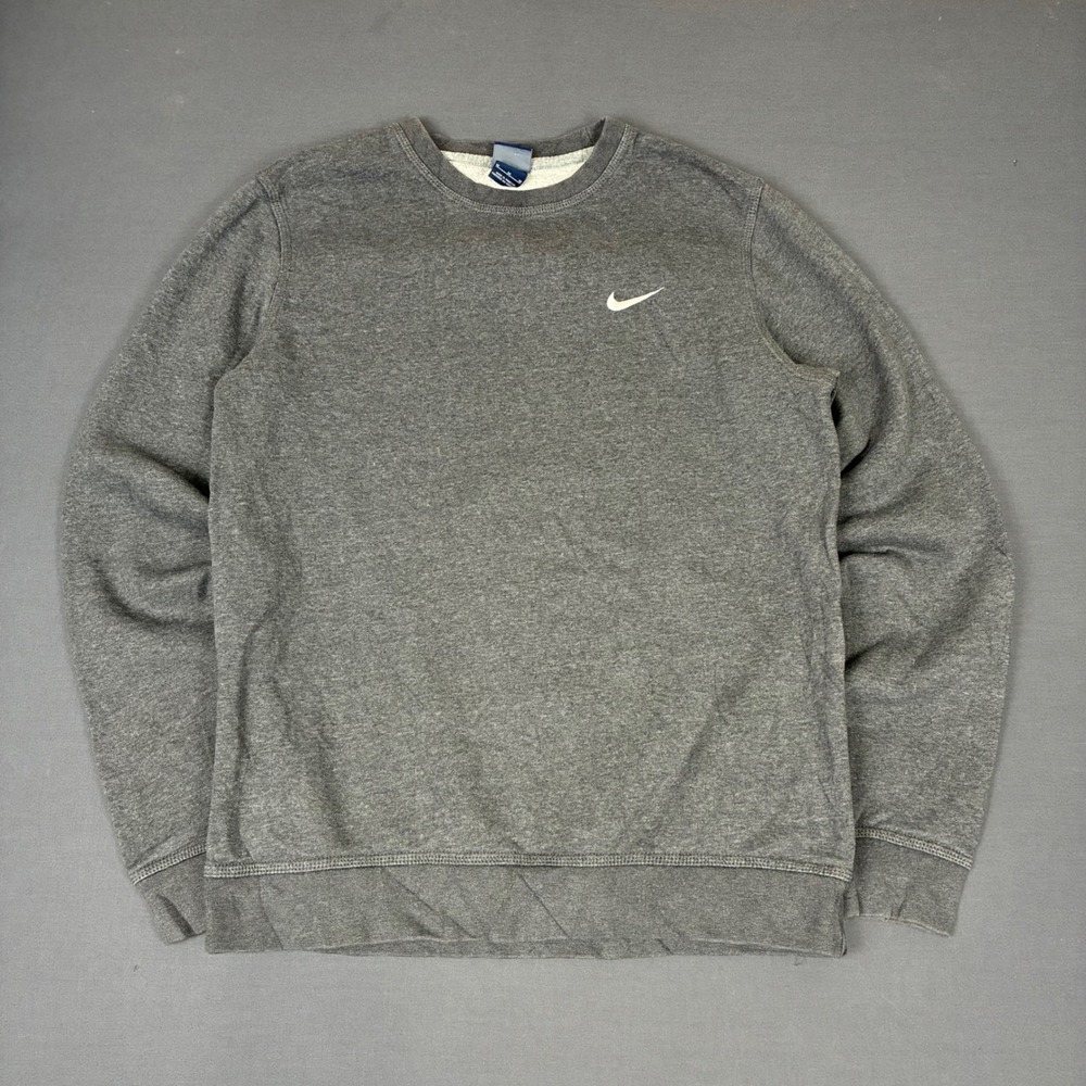 Nike Club Fleece Gray Pullover Sweatshirt Swoosh Logo Men's Size Medium